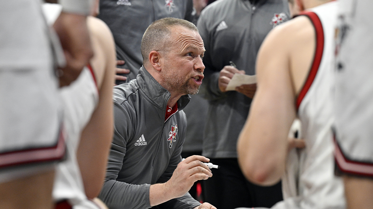 Louisville Cardinals head coach Pat Kelsey gives instruction before the start of the second half against the UTEP Miners at KFC Yum! Center. Louisville defeated Texas-El Paso 77-74.