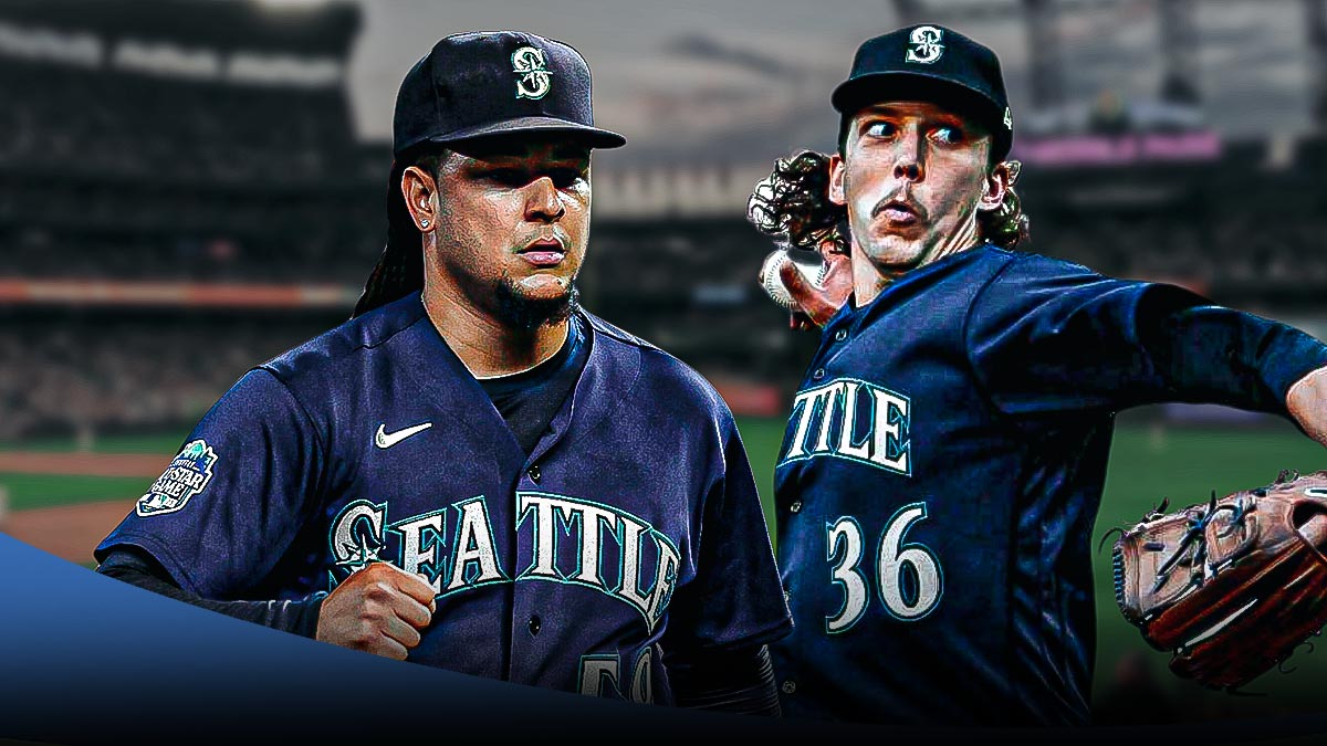 Mariners starters Luis Castillo standing next to Logan Gilbert