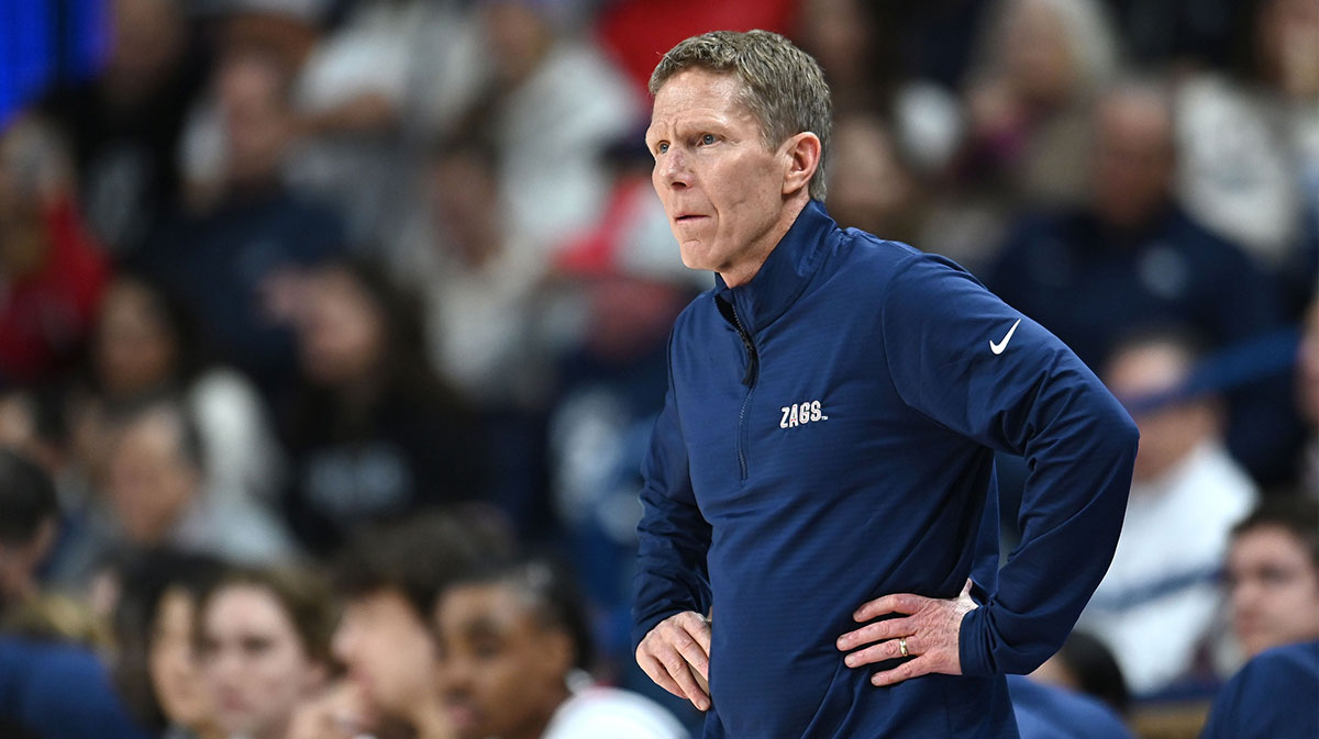 Gonzaga Bulldogs head coach Mark Few looks on during a game against the St. Mary's Gaels in the first half at McCarthey Athletic Center.