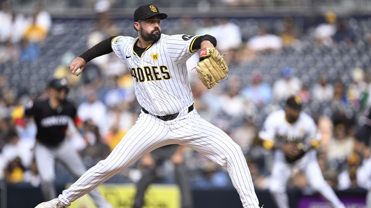 San Diego Padres Starting the Matt Valdron launcher (61) compared to the twins of Minnesota during the first Inning in Petco Park.