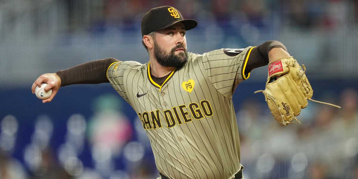 San Diego Padres starting pitcher Matt Waldron (61) pitches against the Miami Marlins in the first inning at loanDepot Park.