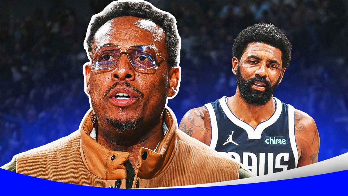 Paul Pierce with a tear coming out of his eye. Kyrie Irving next to him looking serious.