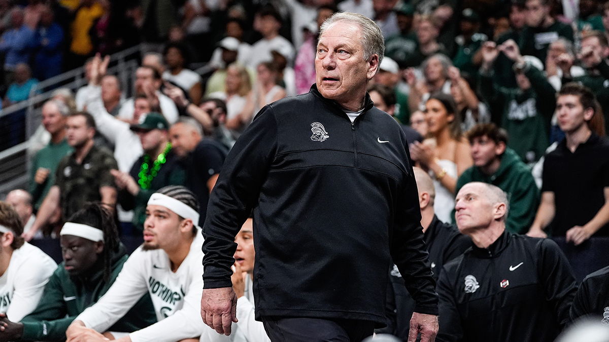 Michigan State head coach Tom Izzo watches a play against Ole Miss during the second half of the Sweet 16 round of NCAA tournament at State Farm Arena in Atlanta, Ga. on Friday, March 28, 2025.