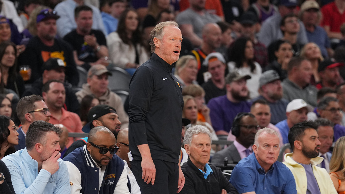 Phoenix Suns head coach Mike Budenholzer looks on against the Chicago Bulls during the first half at PHX Arena.