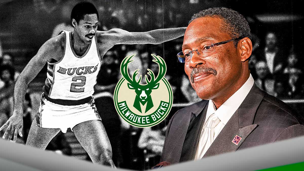 Junior Bridgeman in 2025 and another of him during his playing career, with a Bucks logo centered.