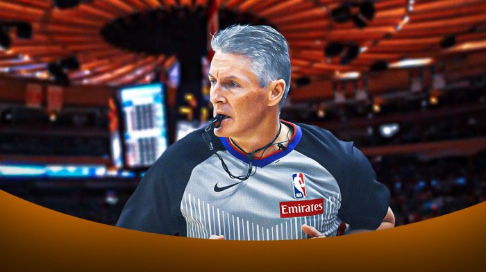 Scott Foster refereeing a game at Madison Square Garden