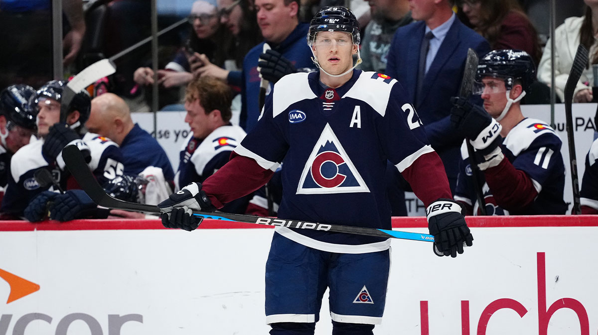 Colorado Avalanche center Nathan MacKinnon (29) during the second period against the Chicago Blackhawks at Ball Arena.