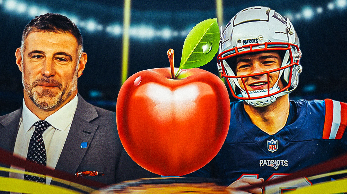New England Patriots head coach Mike Vrabel and quarterback Drake Maye