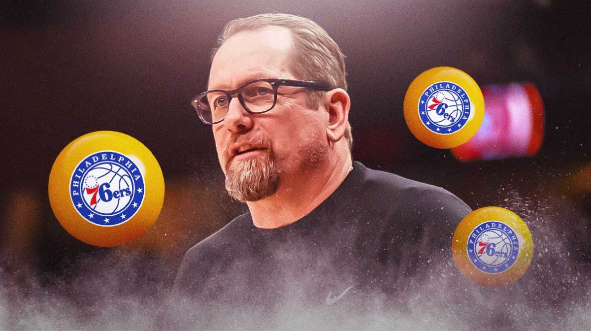 76ers' Nick Nurse surrounded by ping-pong balls