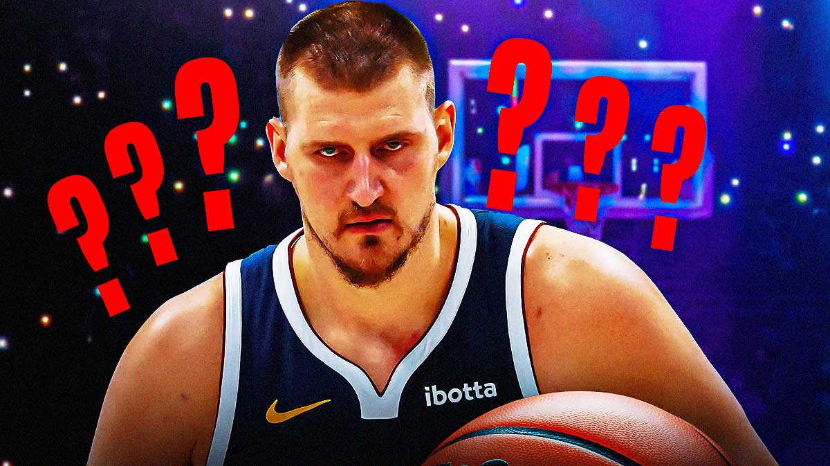 Nikola Jokic with question marks around the picture.