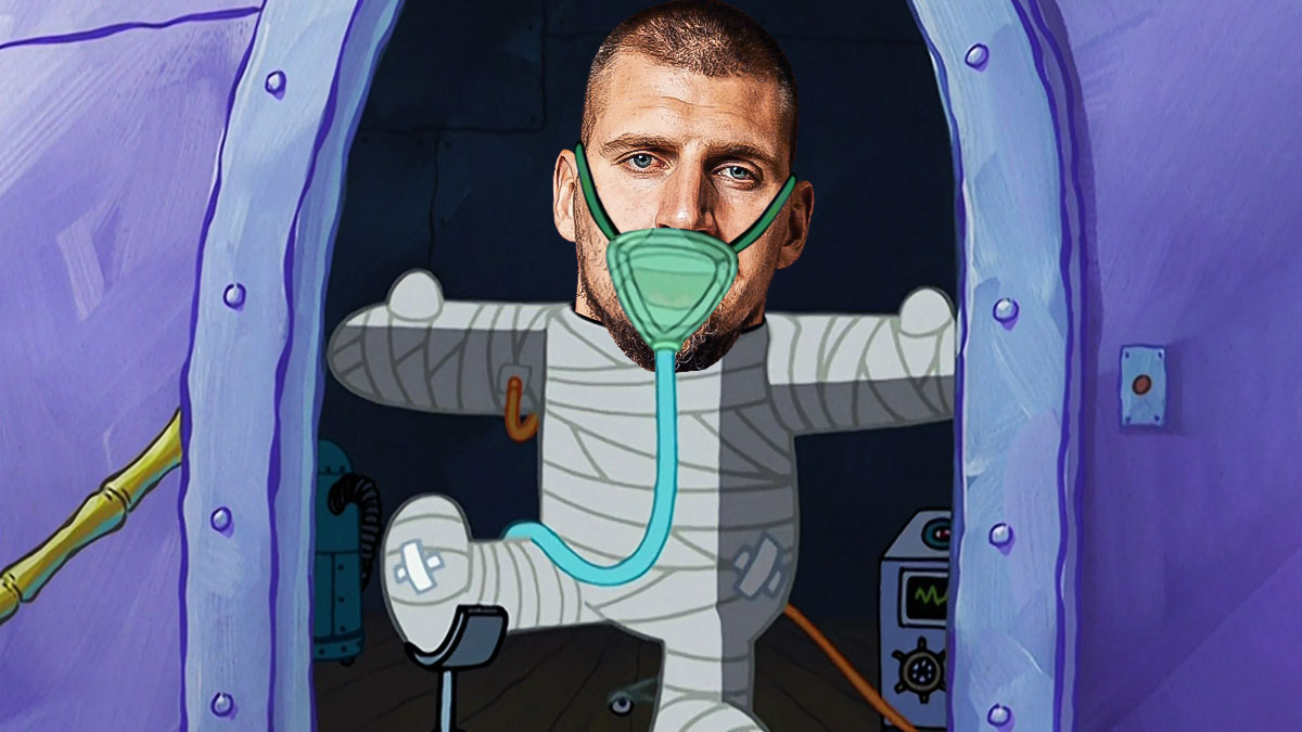 Nuggets' Nikola Jokic as the con man in Spongebob