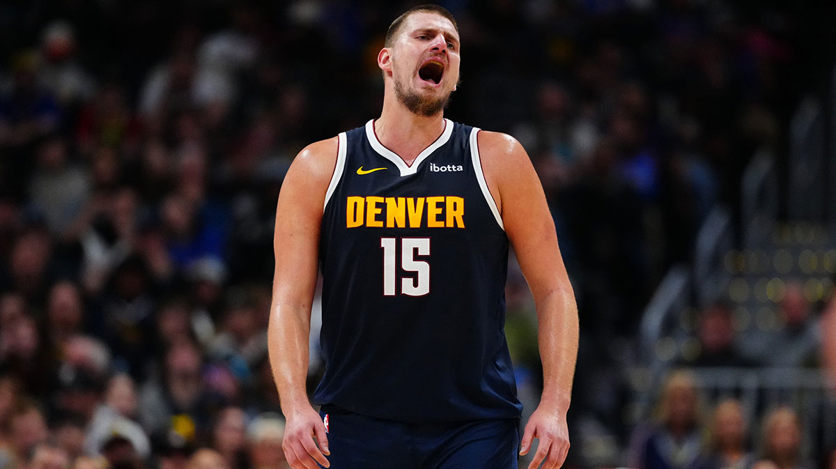 Denver Nuggets Center Nikola Jokic (15) calls in the second half against Oklahoma City Thunder on Balli Arena.