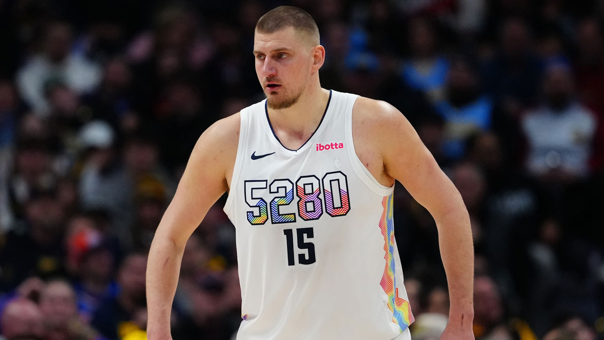 Denver Nuggets center Nikola Jokic (15) during the second half against the Phoenix Suns at Ball Arena. 