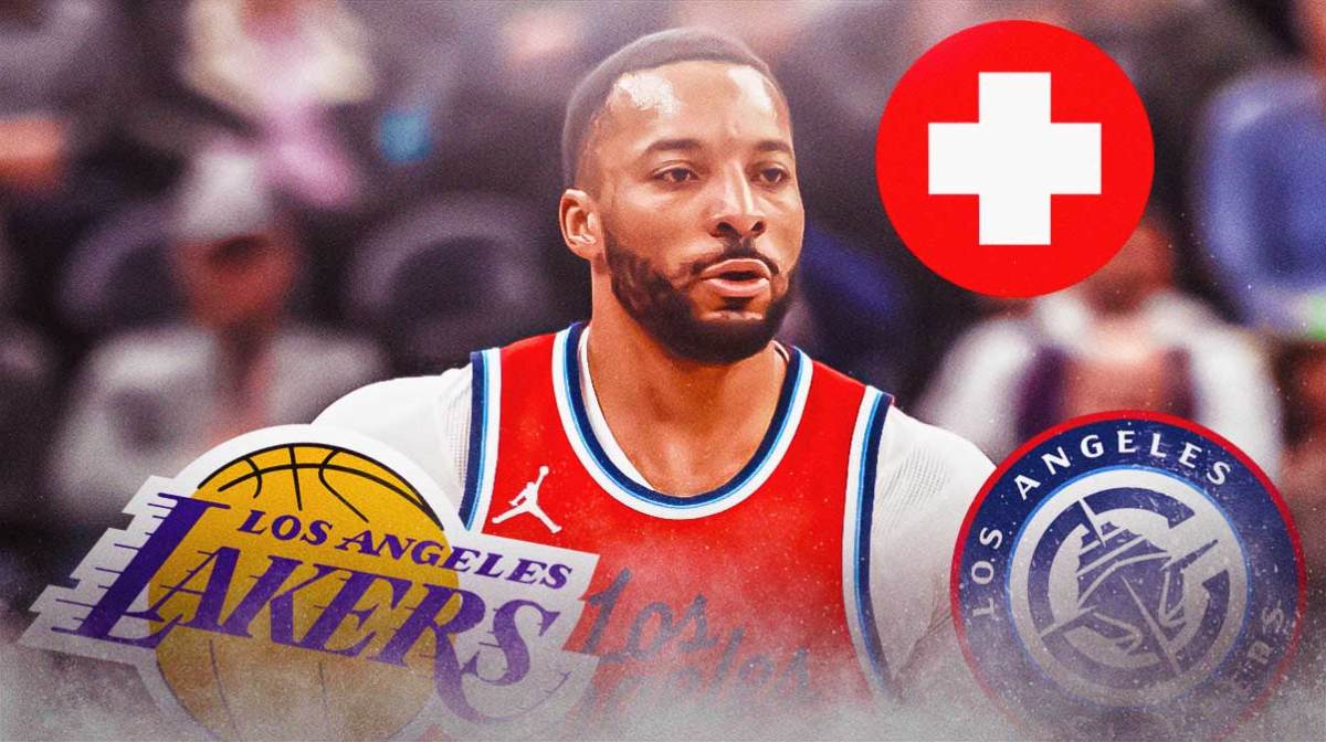 Norman Powell, Lakers and Clippers logos, injury symbols