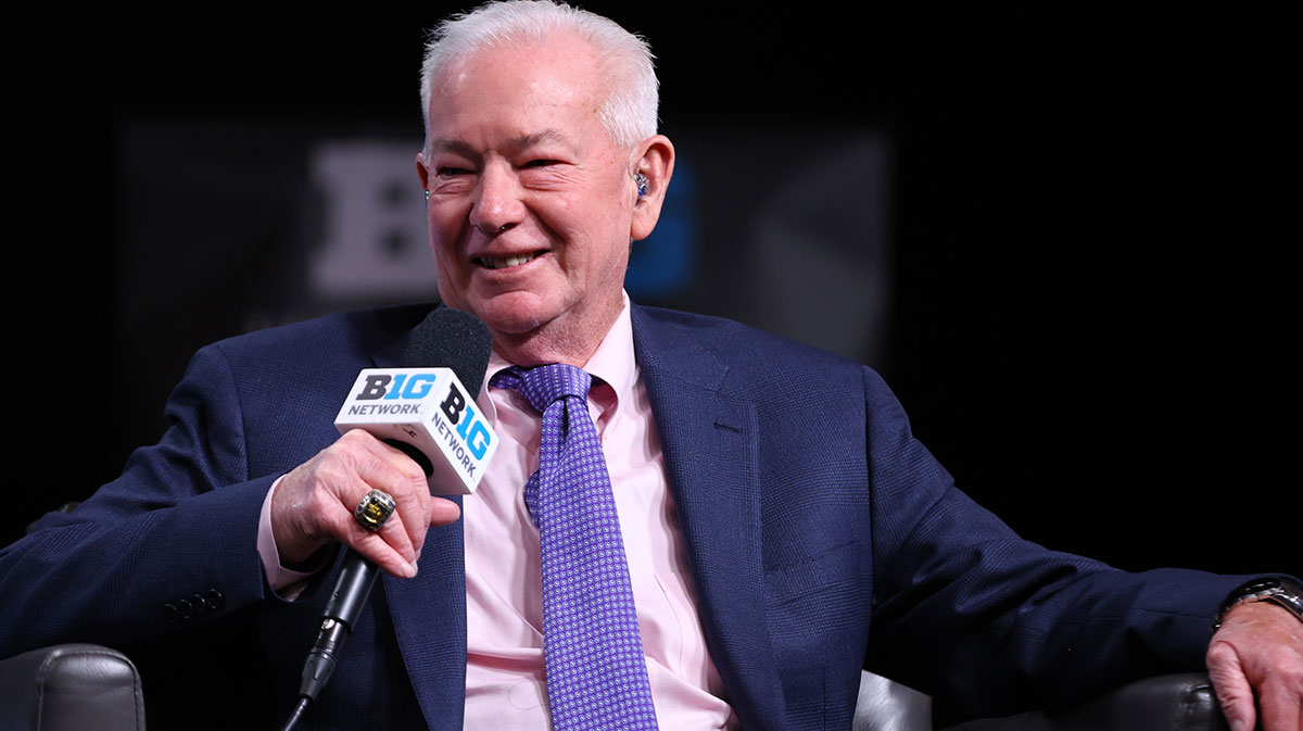 Northwestern head coach Joe Mckeown speaks during the 2024 Big Ten Womenís Basketball media day at Donald E. Stephens Convention Center.