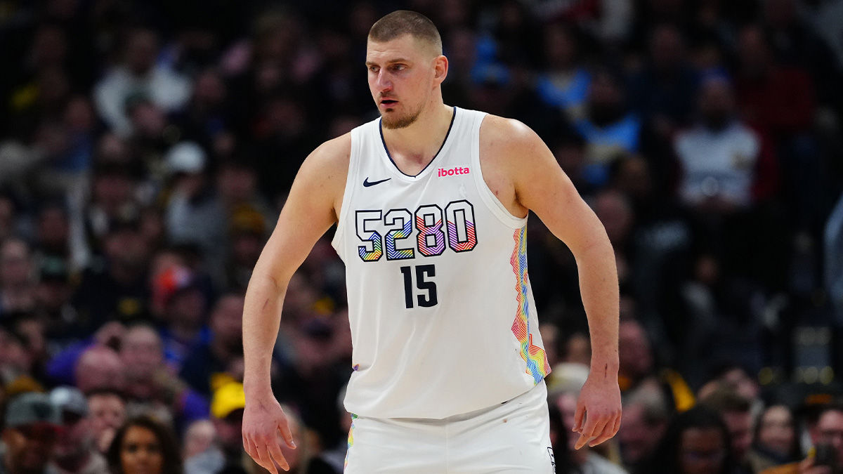 Denver Nuggets center Nikola Jokic (15) during the second half against the Phoenix Suns at Ball Arena.