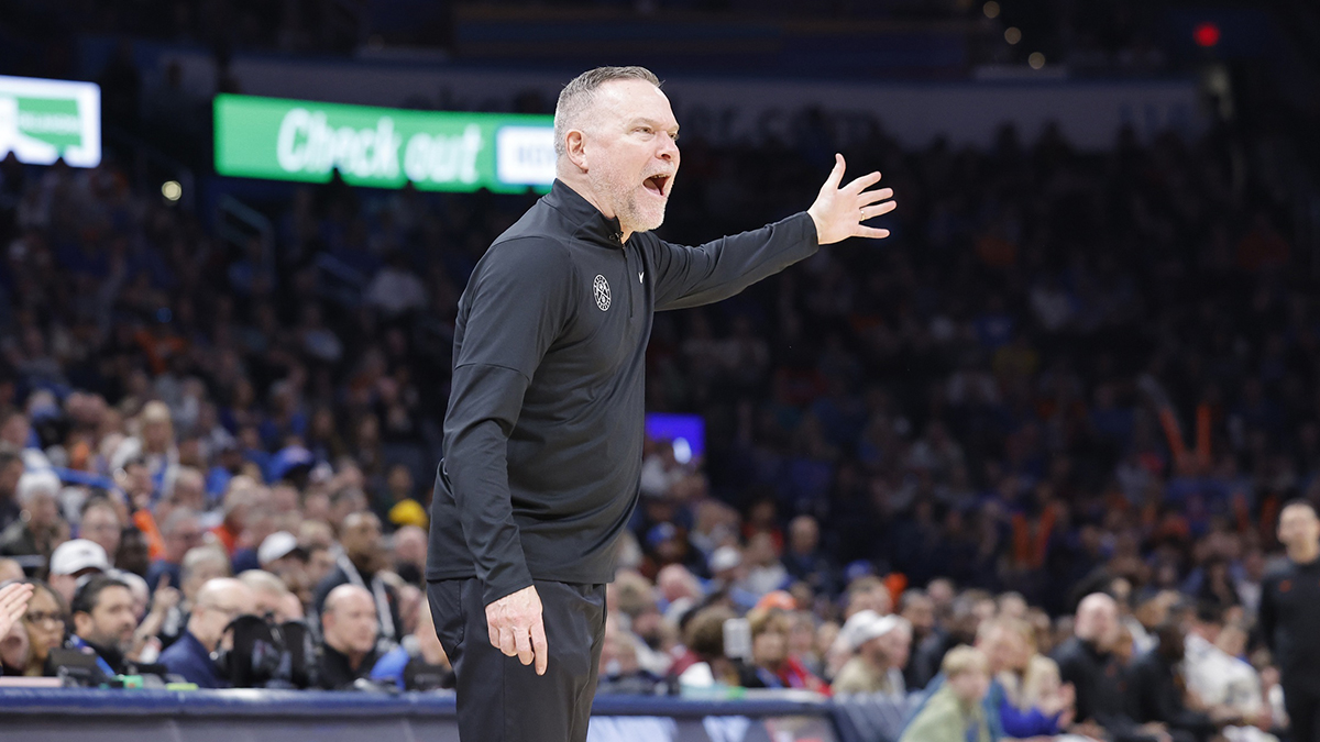 Denver Nuggets head coach Michael Malone gestures to his team as they play against the Oklahoma City Thunder during the second half at Paycom Center.