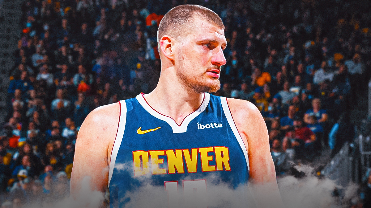 Nikola Jokic looking really upset or mad.