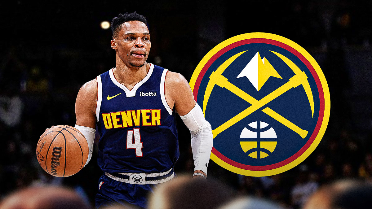 Russell Westbrook, Denver Nuggets logo, fire symbols