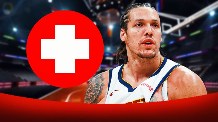 Nuggets' Aaron Gordon with medical Red Cross symbol