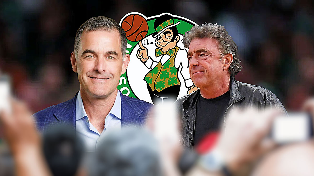 Wyc Grousbeck, Williams Chisholm. Celtics logo.