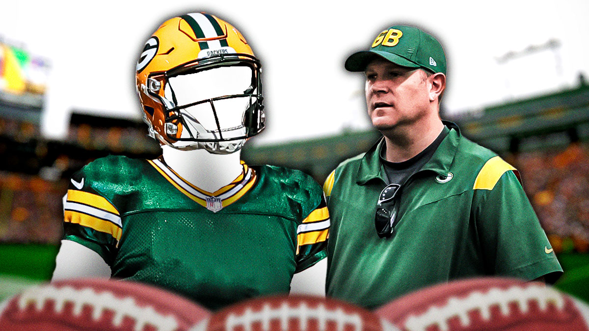 Brian Gutekunst and a mystery player in a Packer jersey.
