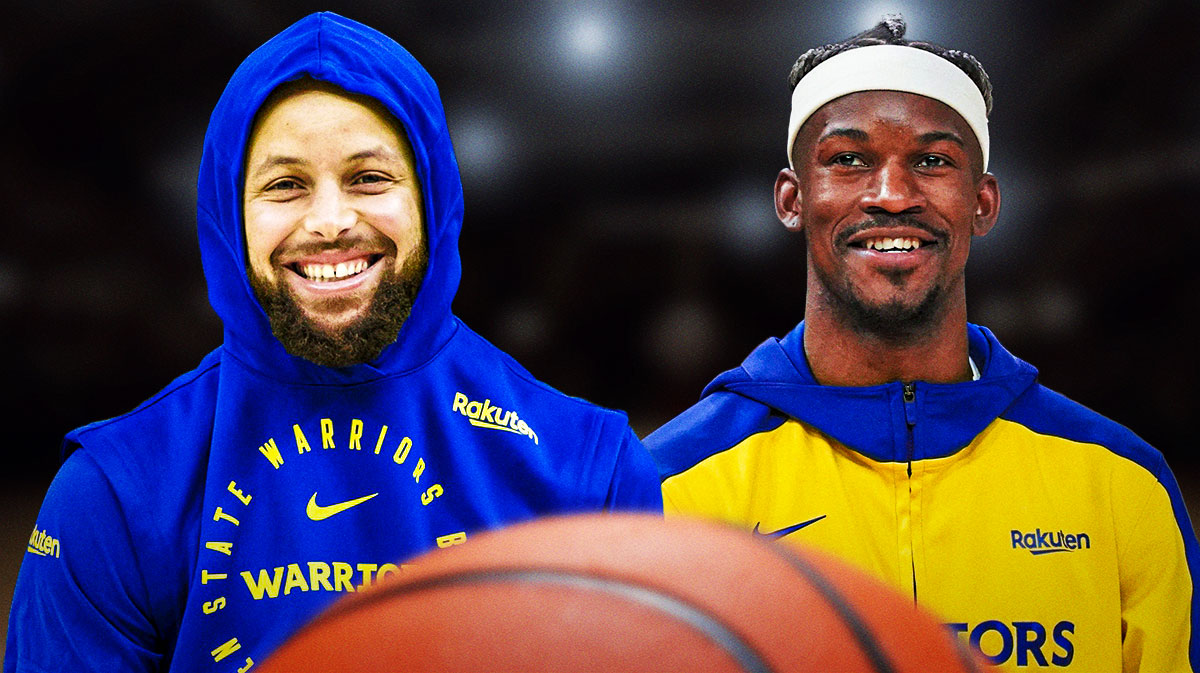 Warriors Jimmy Butler and Stephen Curry both smiling