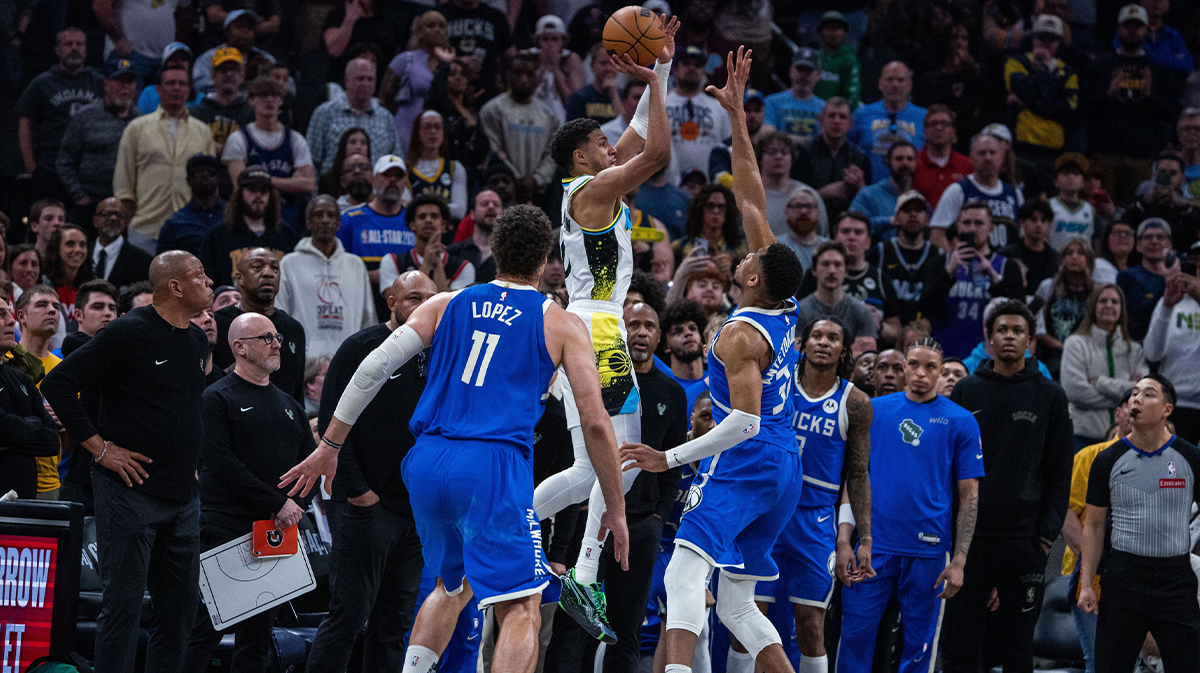 步行者后卫泰瑞斯·哈利伯顿（Tyrese Haliburton）四分球