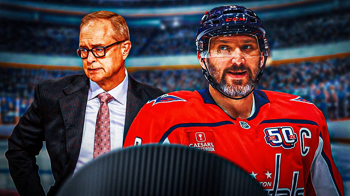 Paul Maurice and Alex Ovechkin both looking happy, hockey rink in background Florida Panthers