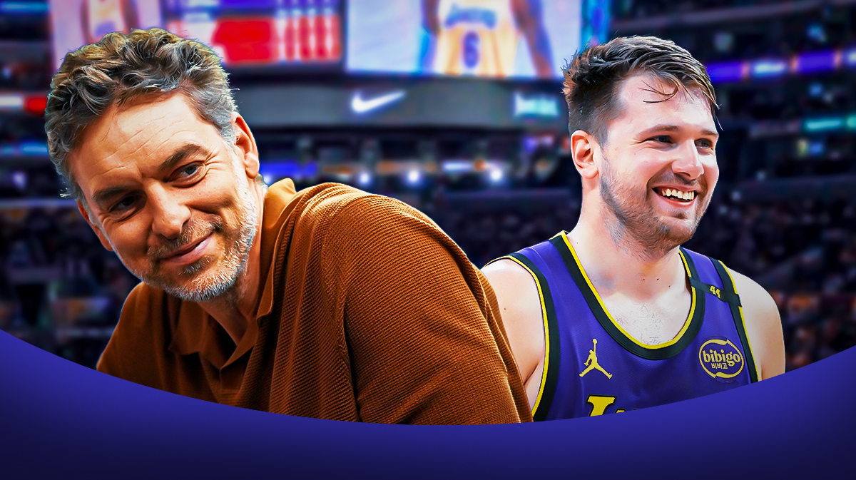 Former NBA player Pau Gasol and Los Angeles Lakers player Luka Doncic