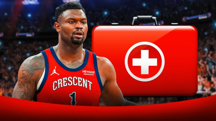 Zion Williamson with a first aid kit.