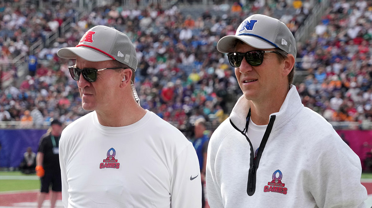 Peyton and Eli Manning at the 2025 Pro Bowl on February 2, 2025.