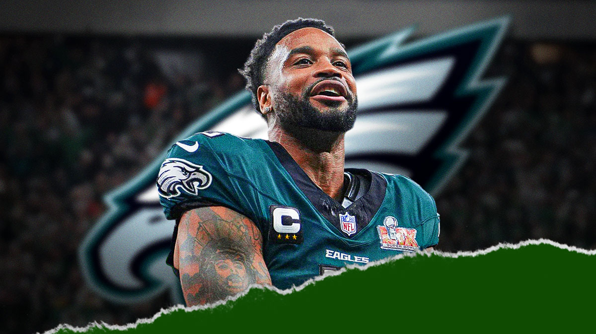 Philadelphia Eagles star Darius Slay Jr. in front of Lincoln Financial Field.