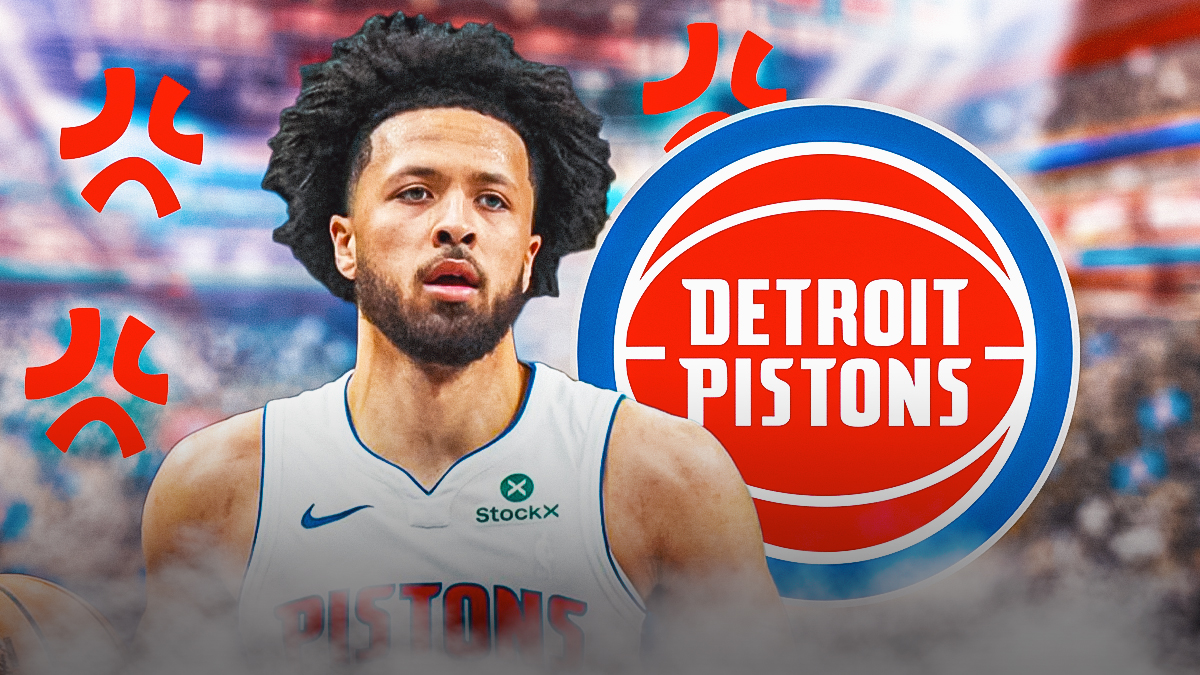 Cade Cunningham, Detroit Pistons logo, angry symbols