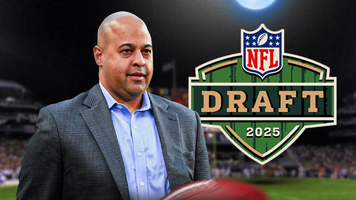 Steelers Omar Khan with 2025 NFL Draft logo