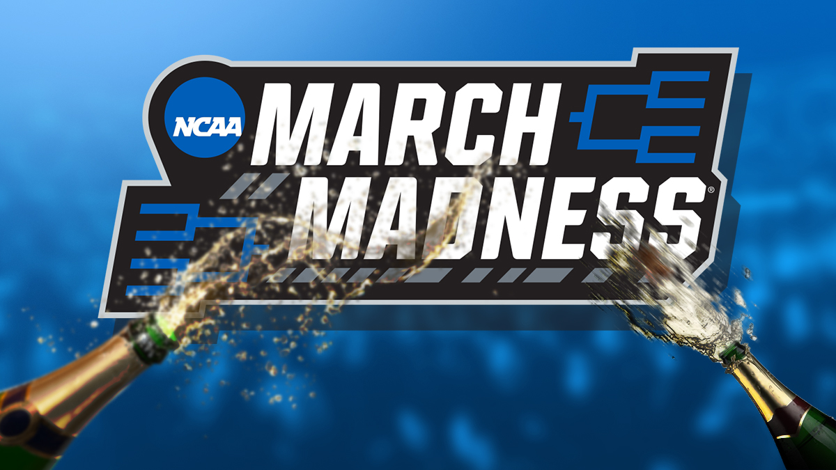 NCAA Tournament Bracketology Update with Champagne bottles being popped. March Madness