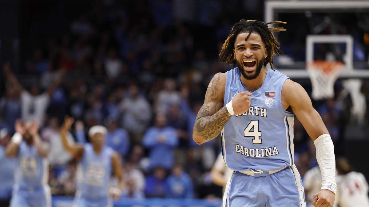 North Carolina Tar Heels guard RJ Davis (4) reacts in the first half against the San Diego State Aztecs at UD Arena.