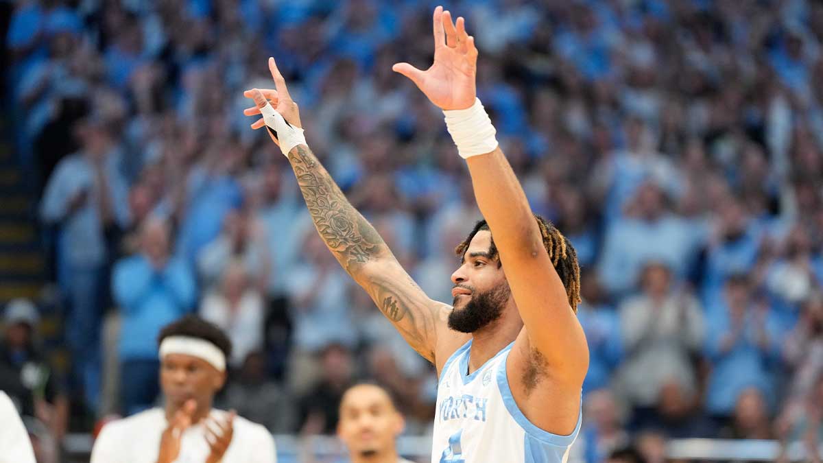 North Carolina Tar Heels guard RJ Davis (4) is recognized before the game at Dean E. Smith Center.