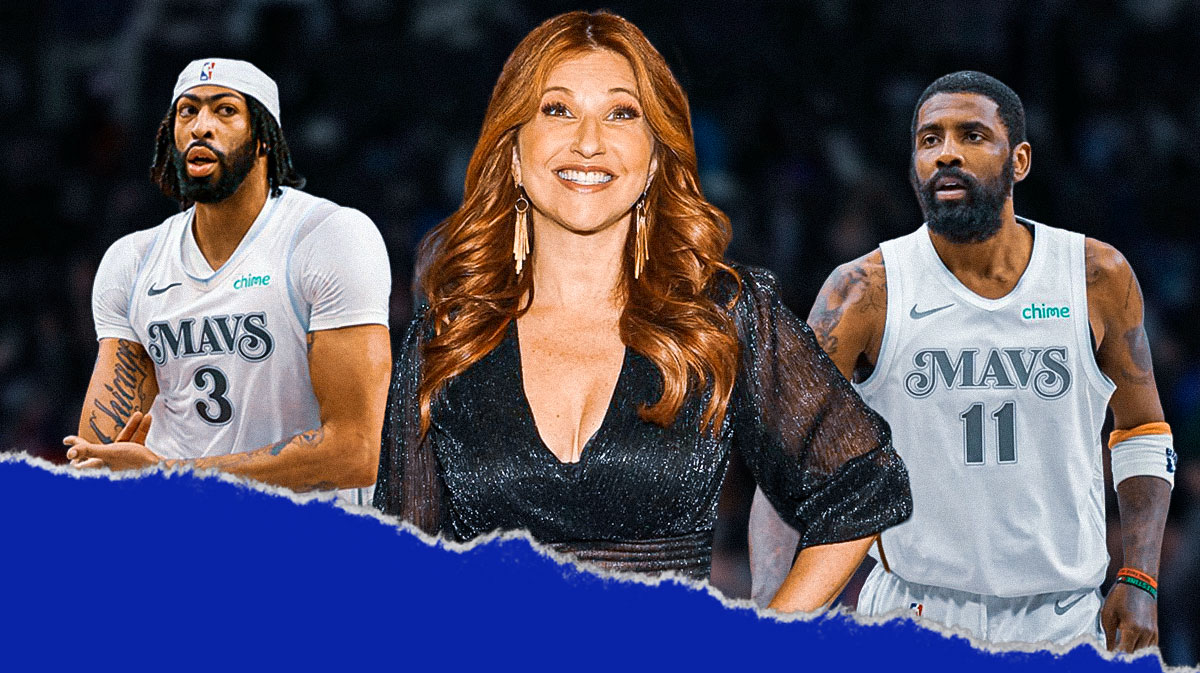 Kyrie Irving, Rachel Nichols, Anthony Davis, Dallas Mavericks logo, eyes symbols