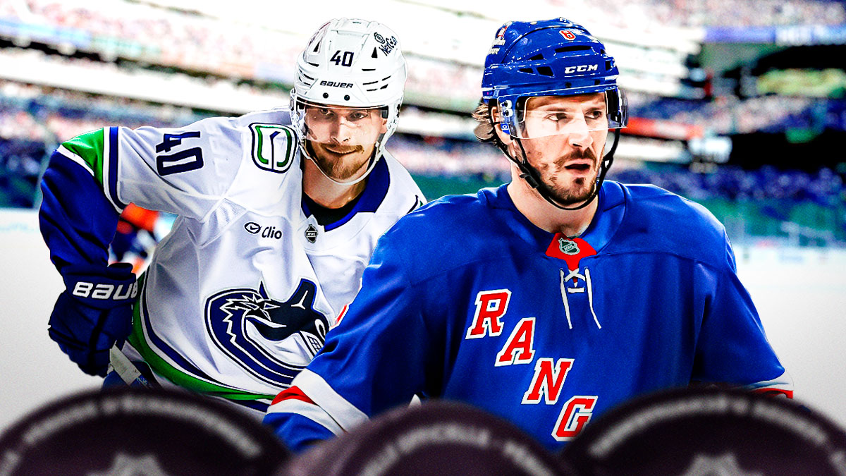 JT Miller with Rangers on right. Elias Pettersson with Canucks on left