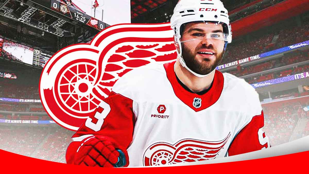 Red Wings star Alex DeBrincat celebrating his 500th point.