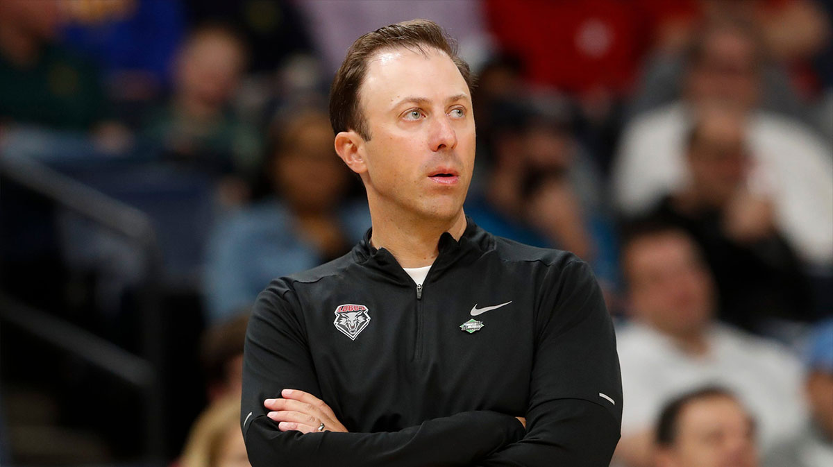 New Mexico's head coach Richard Pitino watches his team during the first round game between Clemson University and University of New Mexico in the 2024 NCAA Tournament at FedExForum in Memphis, Tenn., on Friday, March 22, 2024