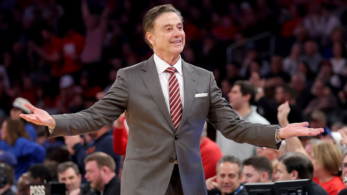 St. John's Red Storm head coach Rick Pitino coaches against the Creighton Bluejays during the first half at Madison Square Garden.