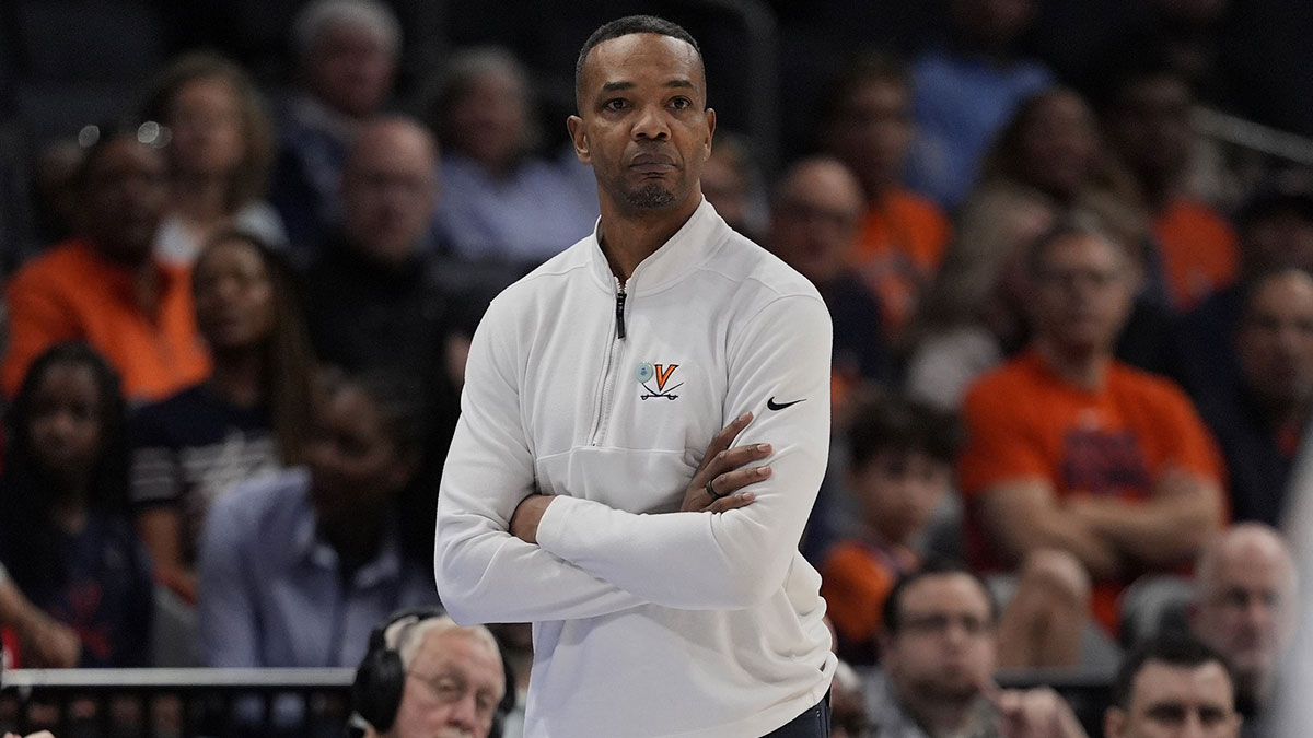 Virginia Cavaliers head coach Ron Sanchez on the sideline during the first half against the Georgia Tech Yellow Jackets at Spectrum Center.
