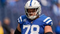 Indianapolis Colts center Ryan Kelly (78) warms-up on the field Sunday, Sept. 8, 2024, ahead of the game against the Houston Texans at Lucas Oil Stadium in Indianapolis.
