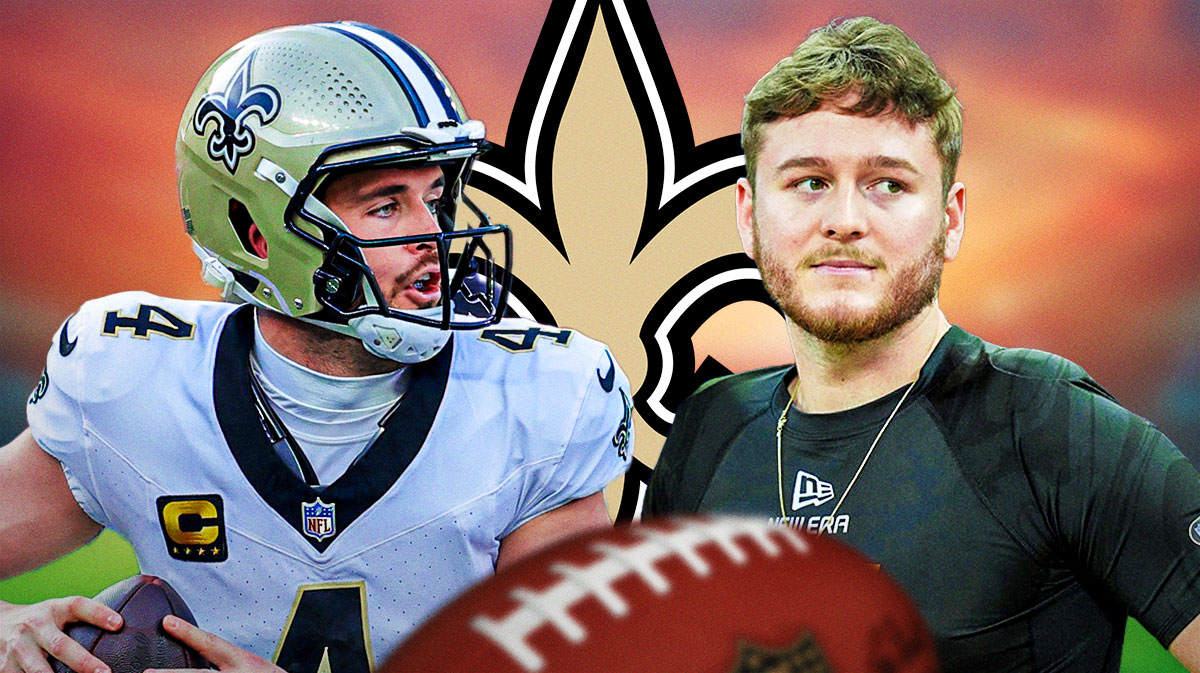 Derek Carr and Quinn Ewers in a Saints jersey.