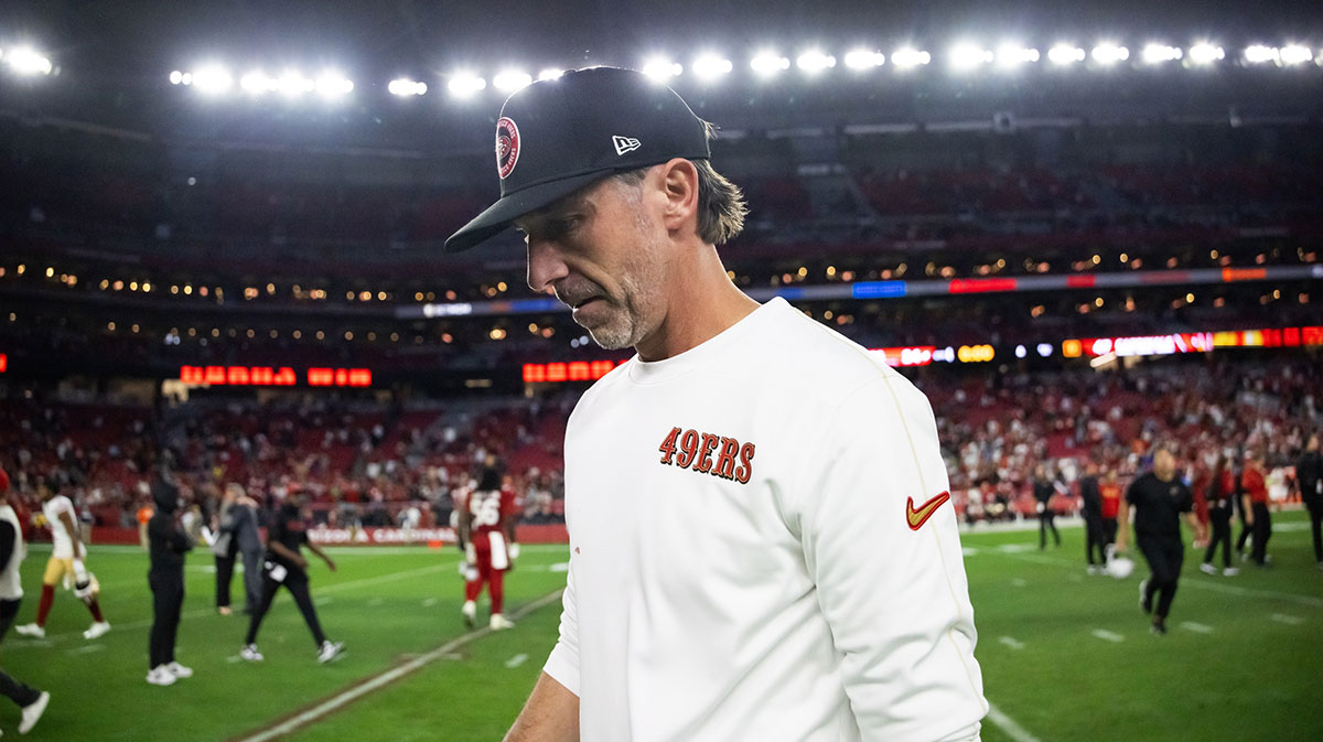 San Francisco 49ers head coach Kyle Shanahan reacts after losing to the Arizona Cardinals at State Farm Stadium.