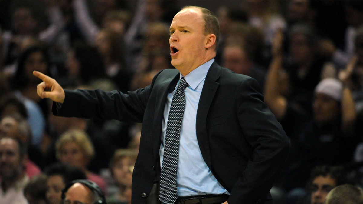 Milwaukee Bucks head coach Scott Skiles in a game against the San Antonio Spurs during the second half at the AT&T Center. San Antonio beat Milwaukee 112-98.