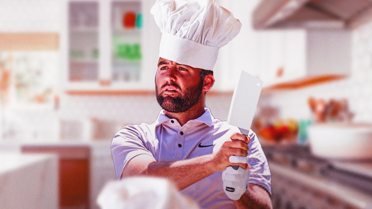 scottie scheffler chef hat in a kitchen