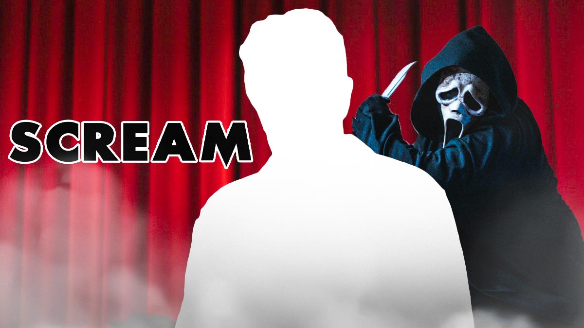 Silhouette of David Arquette, who will retur nas Dewey in Scream 7, with Ghostface.
